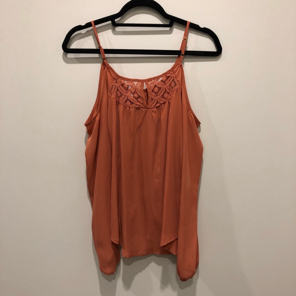 Cold Shoulder Dark Orange Long Sleeve Top S